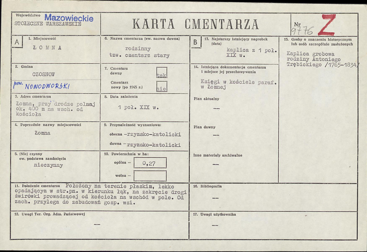 KC - Karta cmentarza, skan nr 1