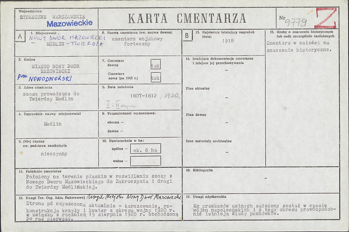 KC - Karta cmentarza, skan nr 1