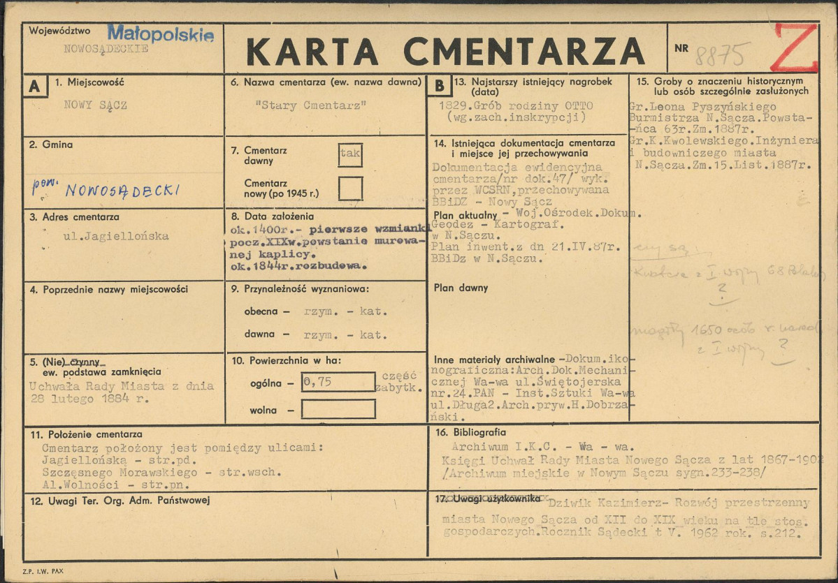Karta cmentarza, skan nr 1