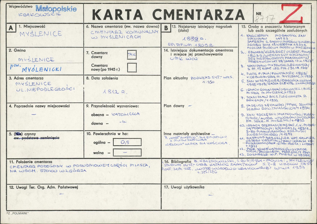 Karta cmentarza, skan nr 1