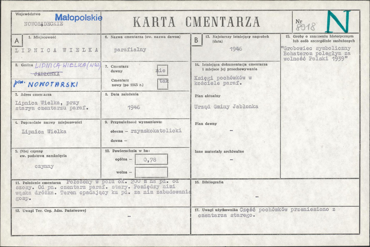 Karta cmentarza, skan nr 1