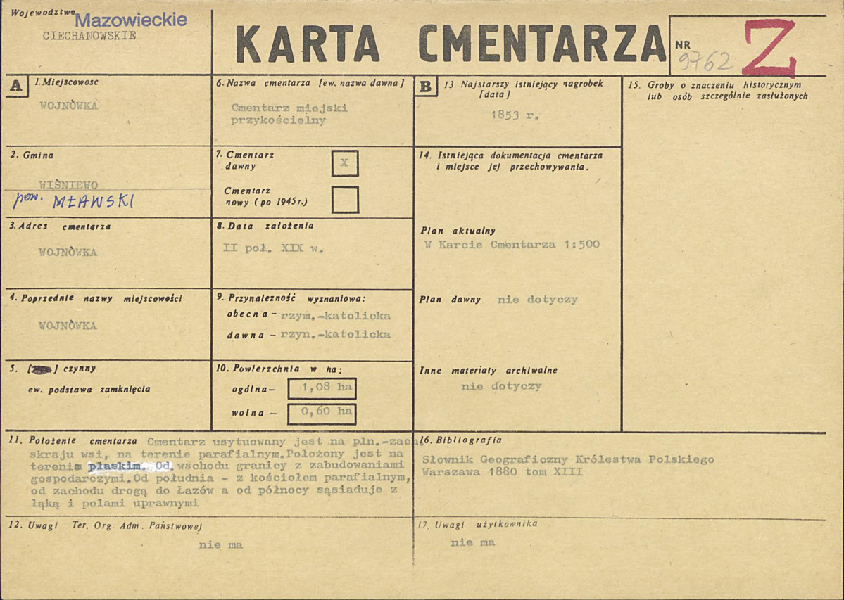 Karta cmentarza, skan nr 1
