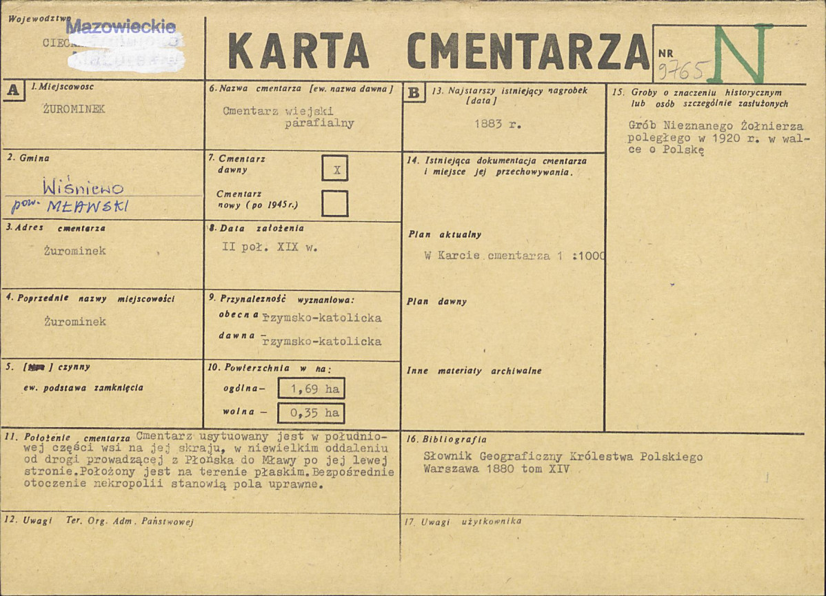 Karta cmentarza, skan nr 1