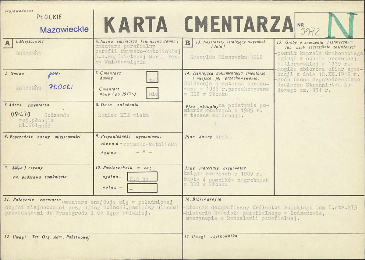 Karta cmentarza, skan nr 1