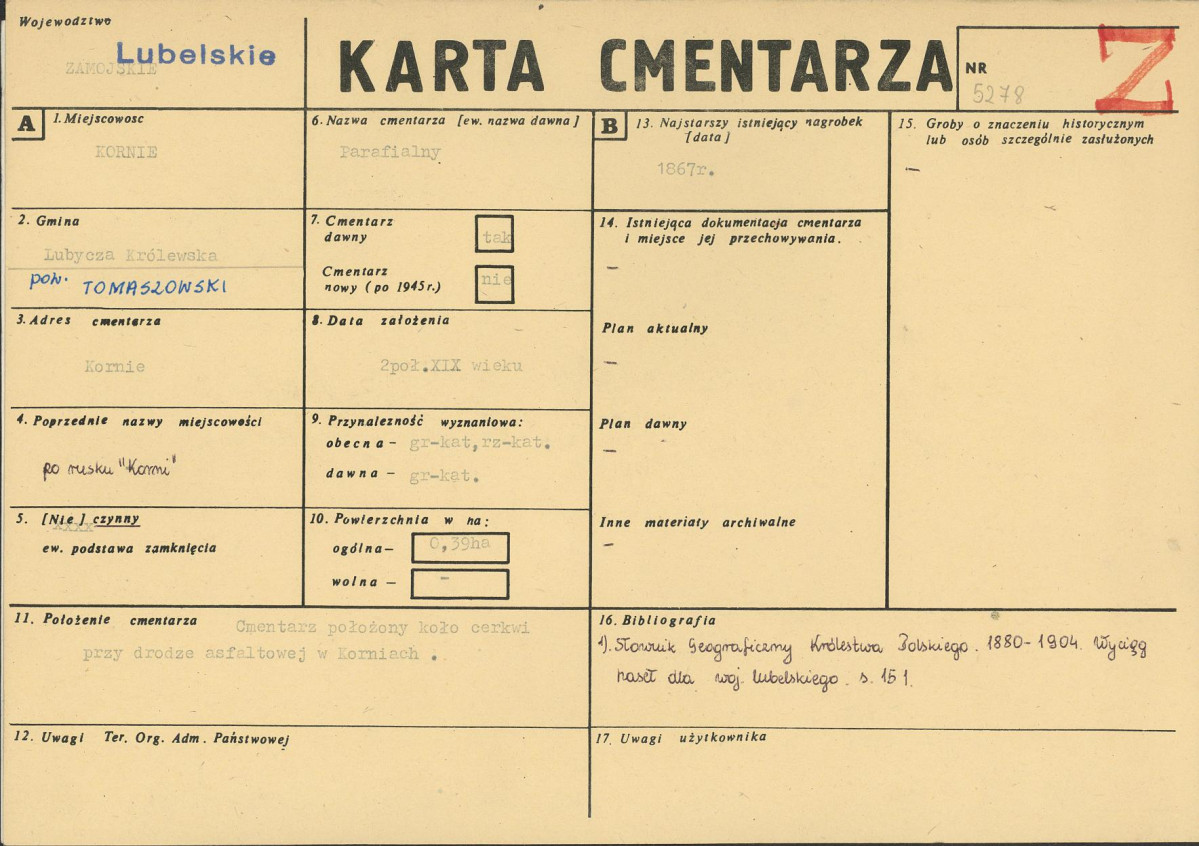 KC - Karta cmentarza, skan nr 1