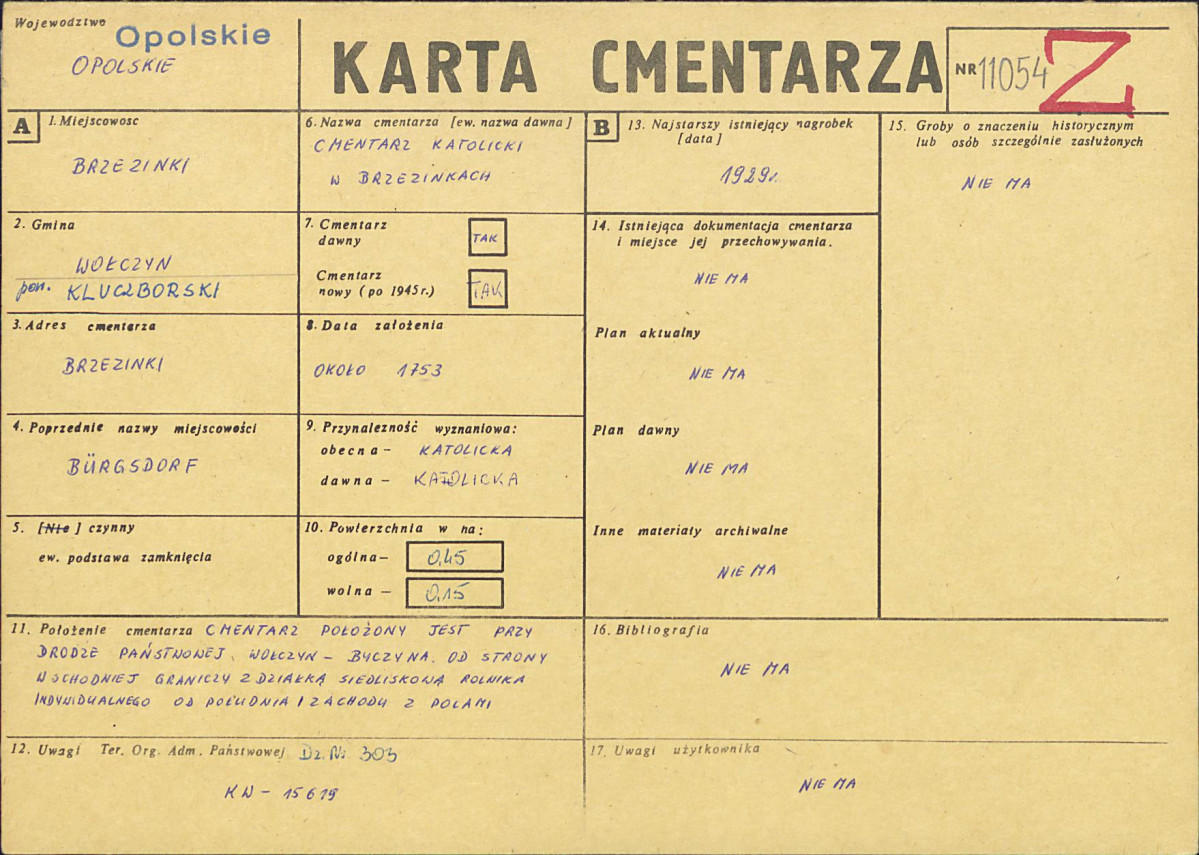 KC - Karta cmentarza, skan nr 1