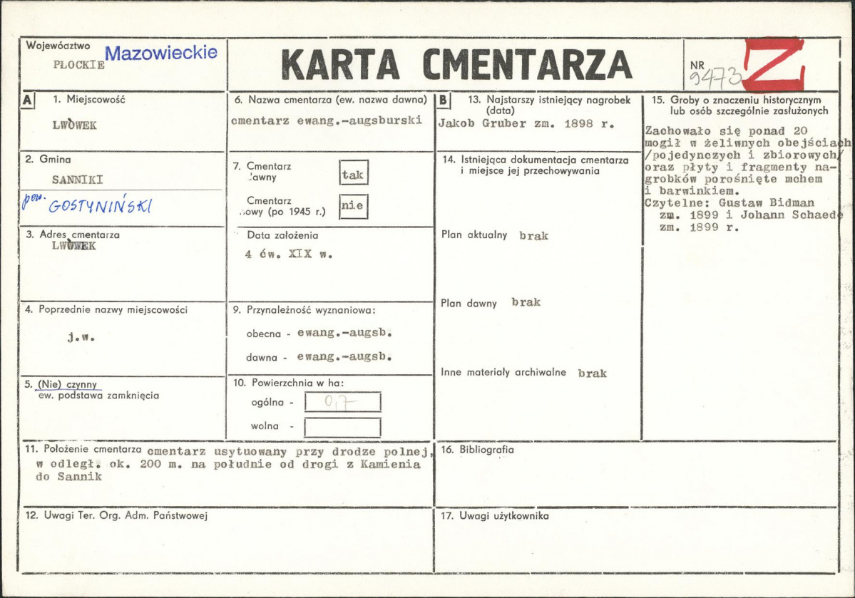 Karta cmentarza, skan nr 1