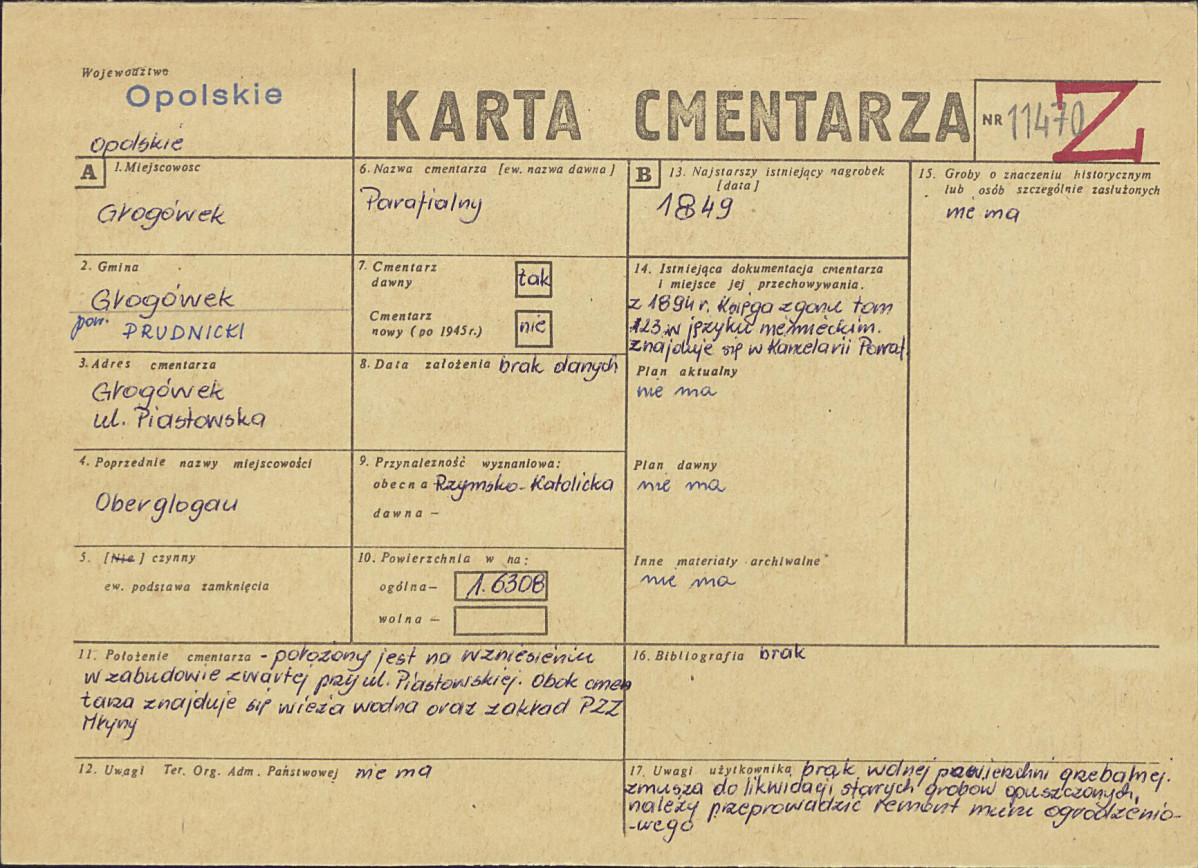 KC - Karta cmentarza, skan nr 1