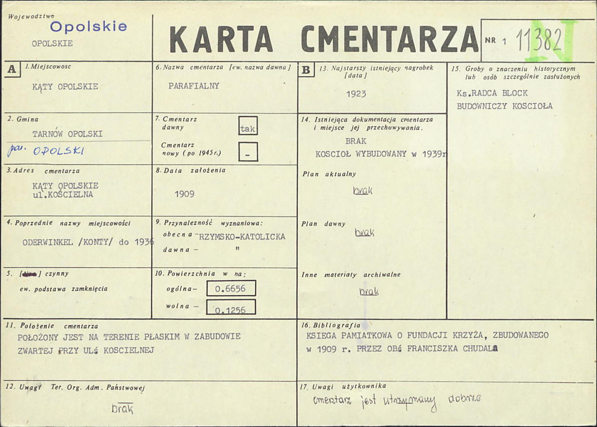 KC - Karta cmentarza, skan nr 1
