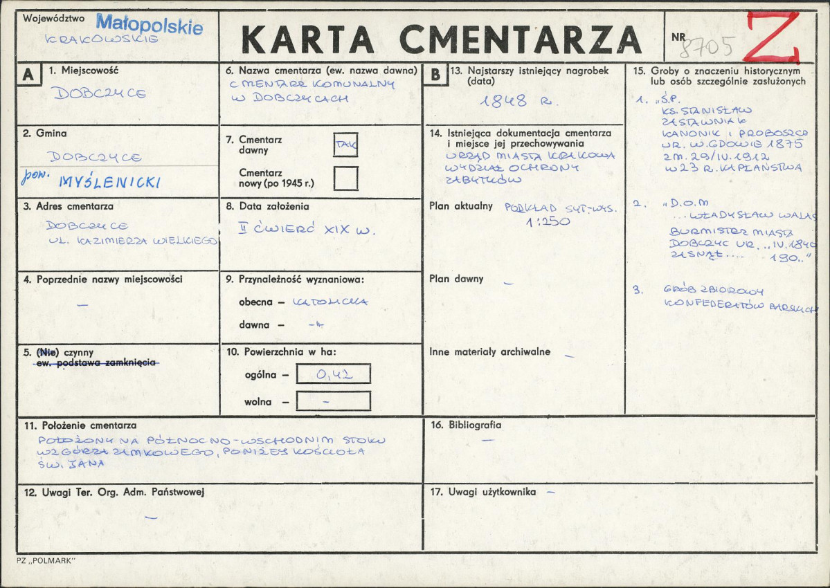 Karta cmentarza, skan nr 1