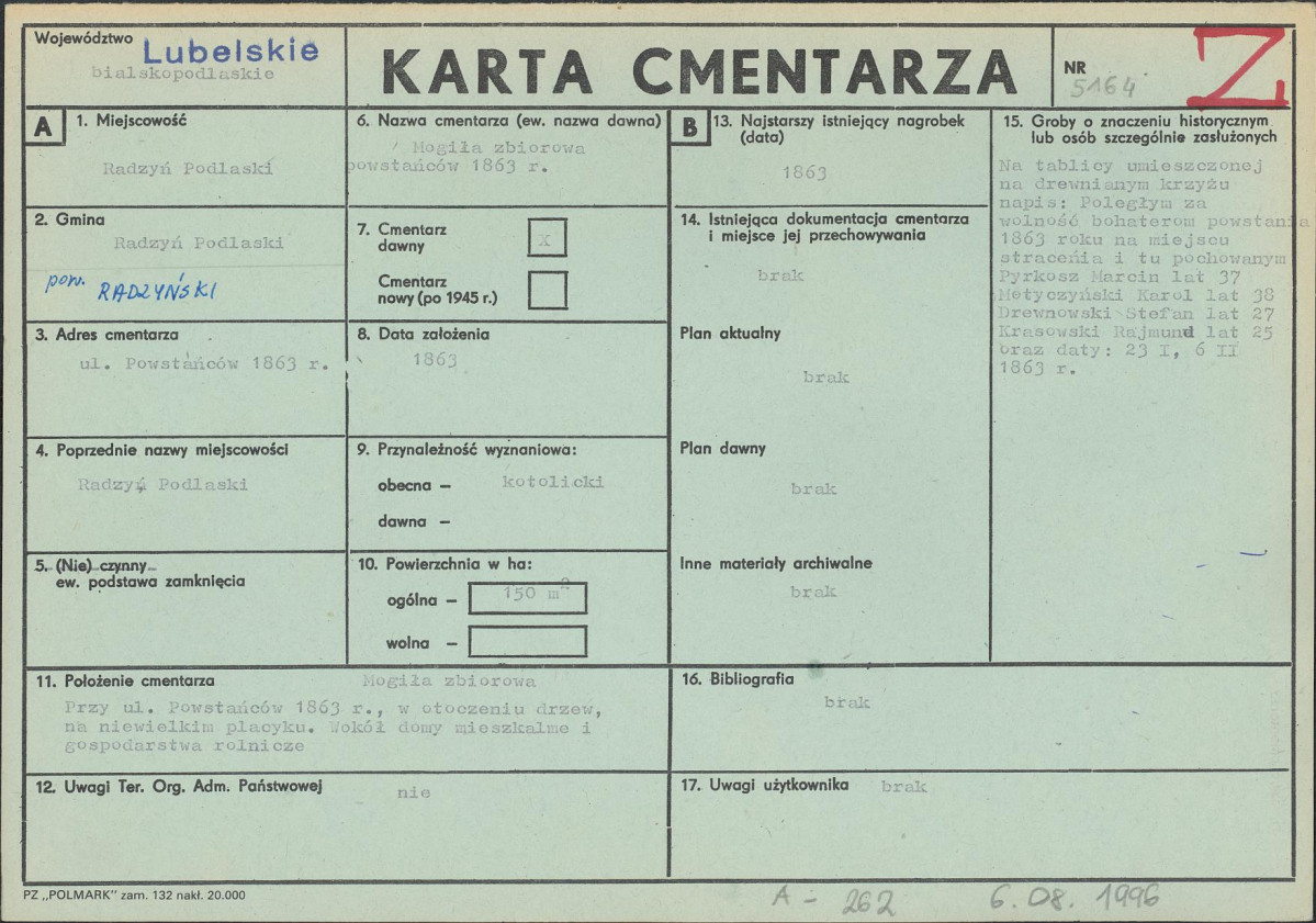 KC - Karta cmentarza, skan nr 1