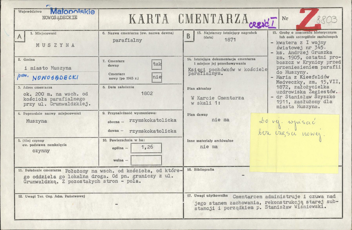 Karta cmentarza, skan nr 1