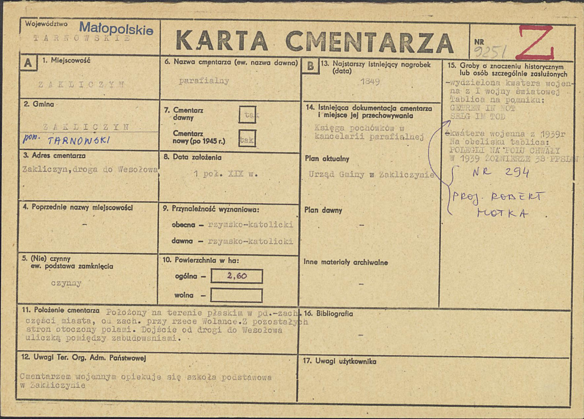 Karta cmentarza, skan nr 1