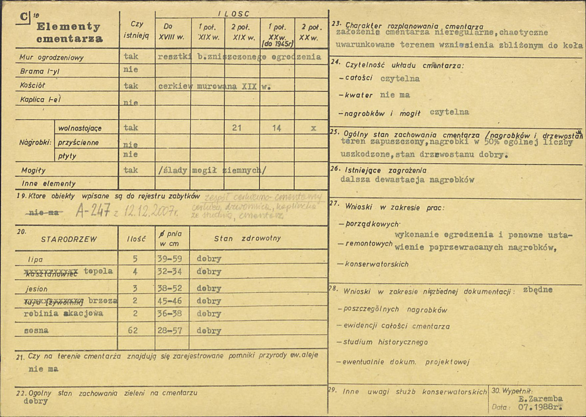 Karta cmentarza, skan nr 2
