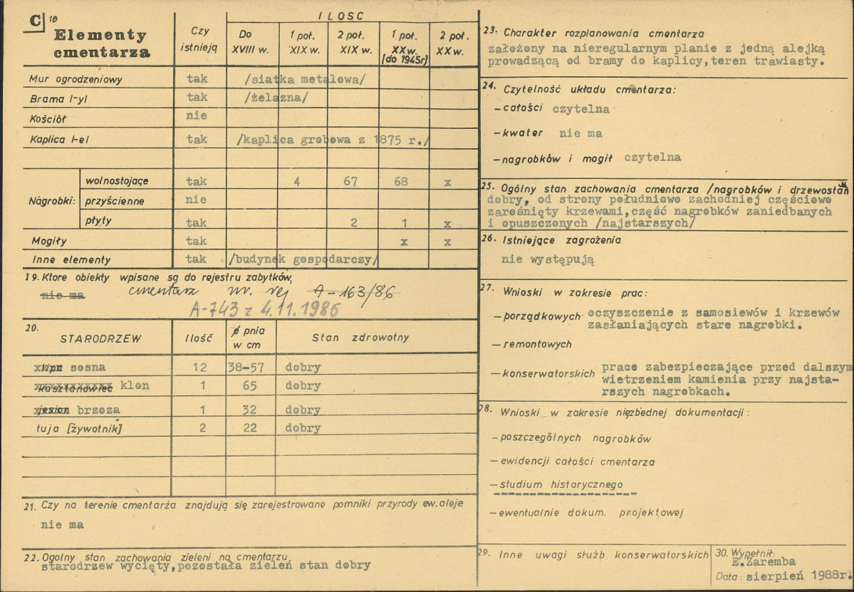 Karta cmentarza, skan nr 2