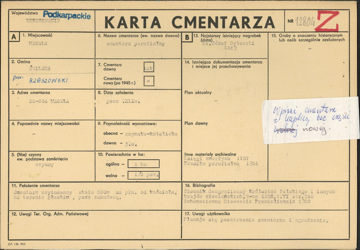 Karta cmentarza, skan nr 1