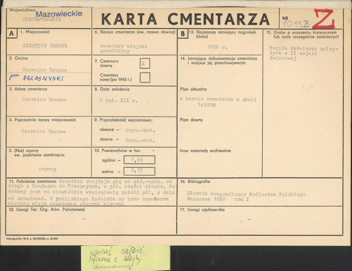 Karta cmentarza, skan nr 1