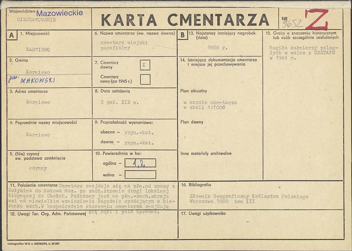Karta cmentarza, skan nr 1