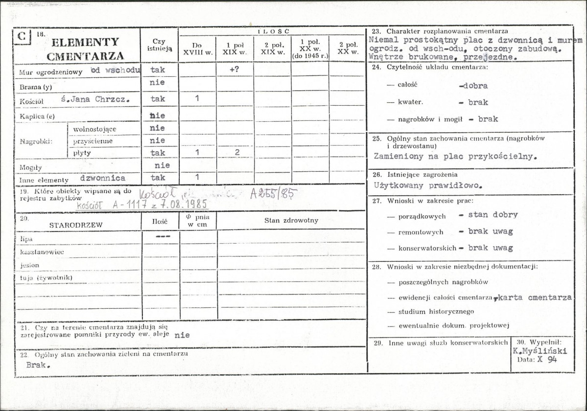 Karta cmentarza, skan nr 2