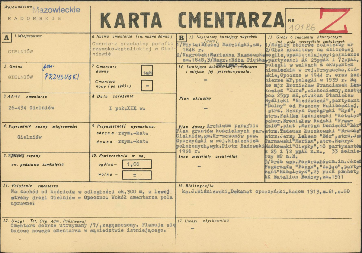 KC - Karta cmentarza, skan nr 1
