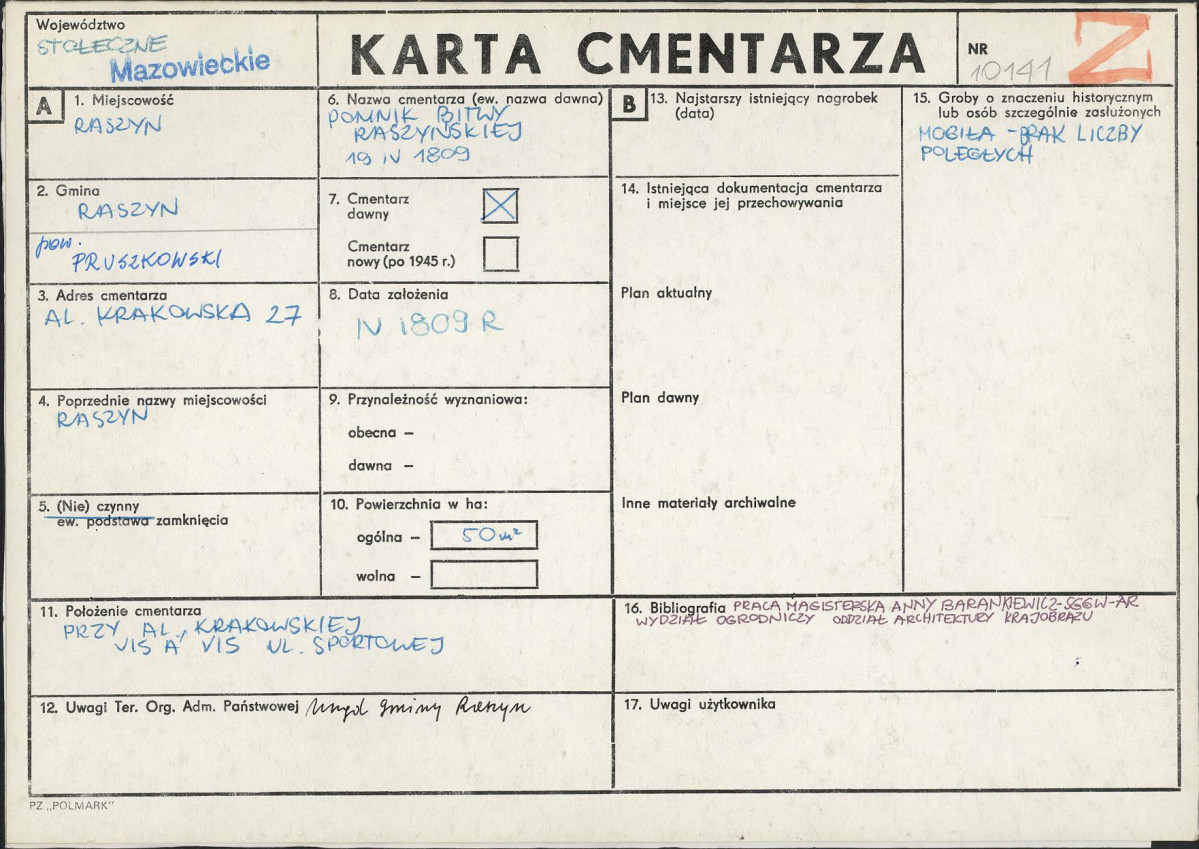 Karta cmentarza, skan nr 1