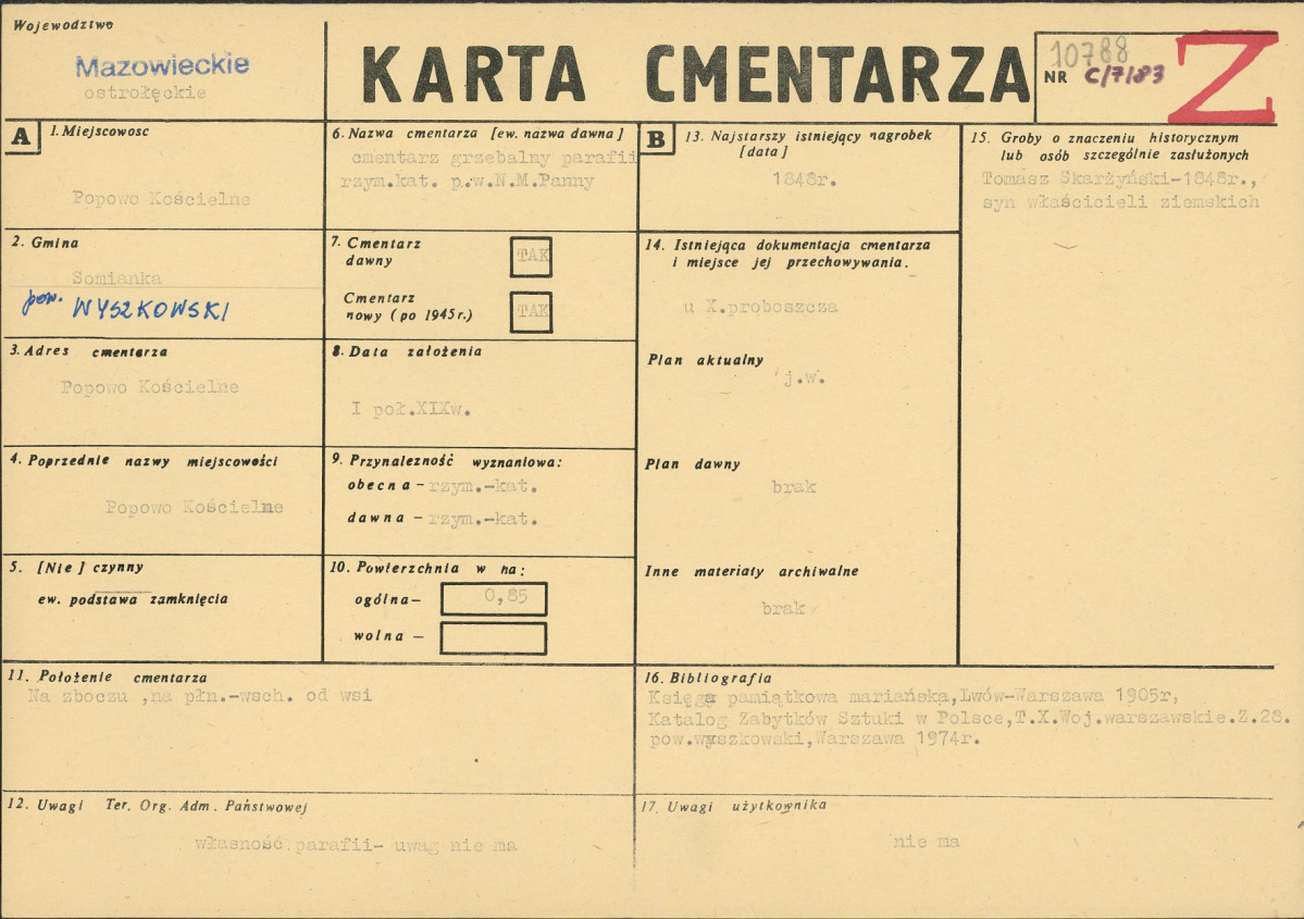 Karta cmentarza, skan nr 1