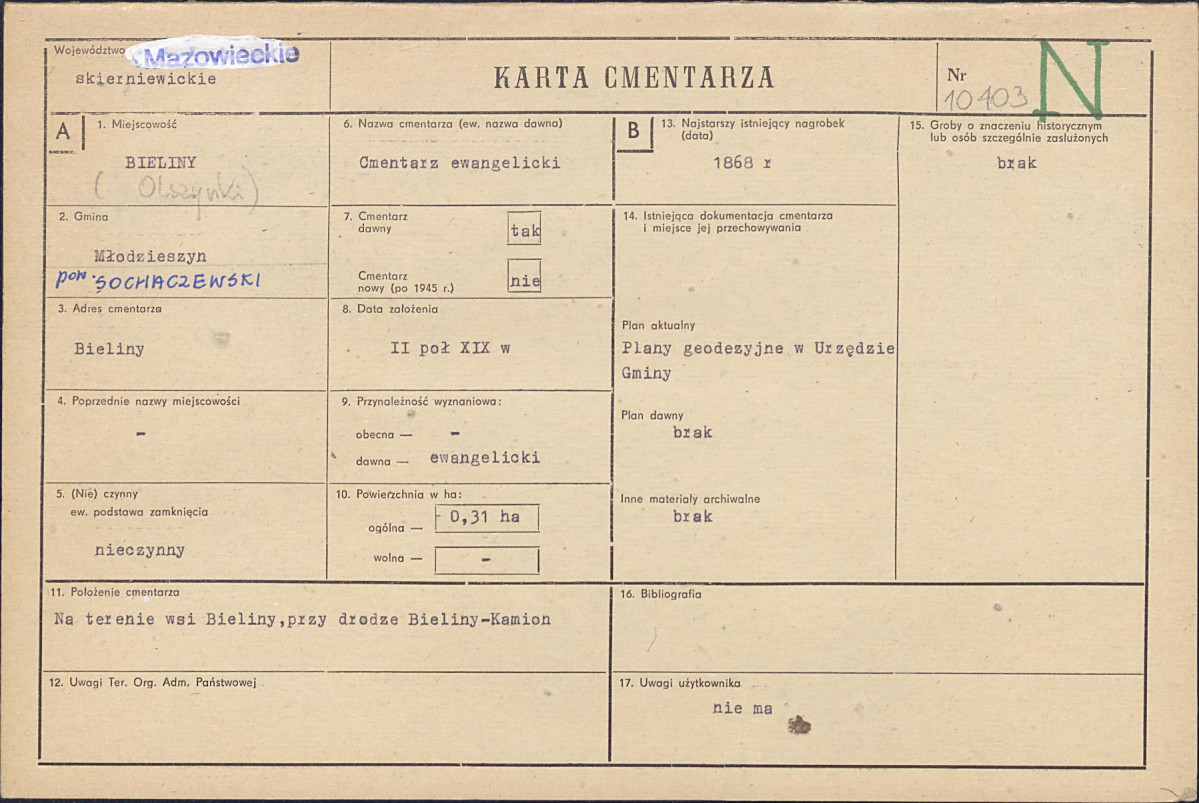 Karta cmentarza, skan nr 1