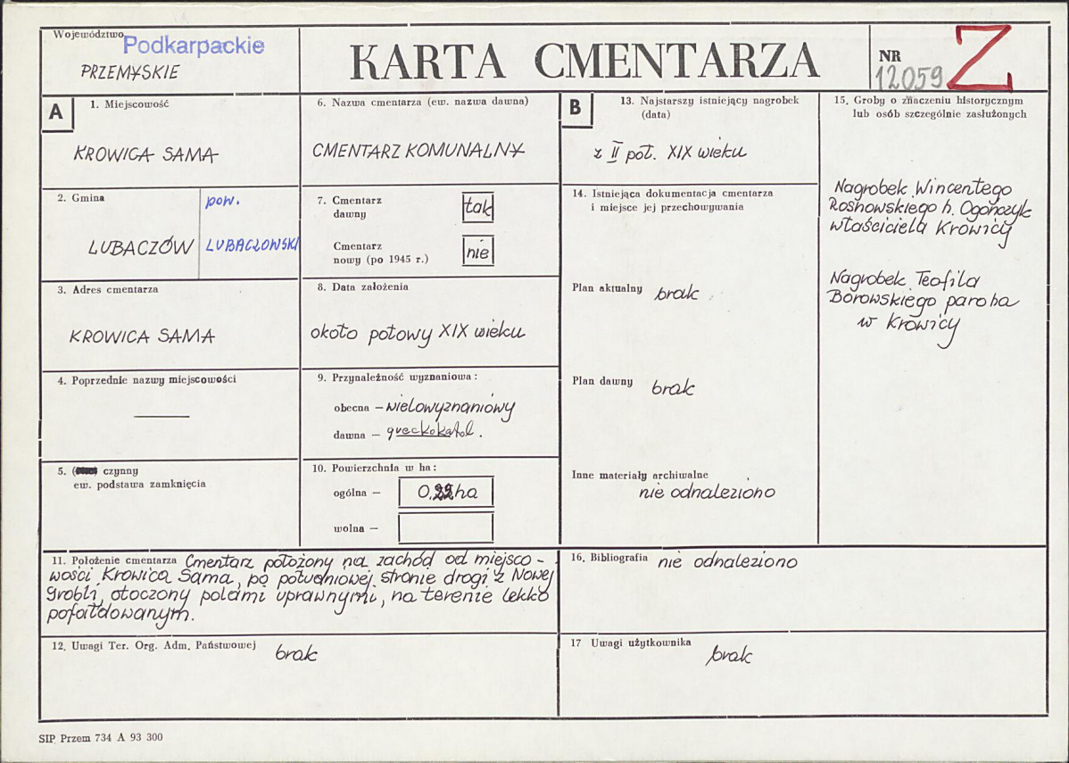 Karta cmentarza, skan nr 1