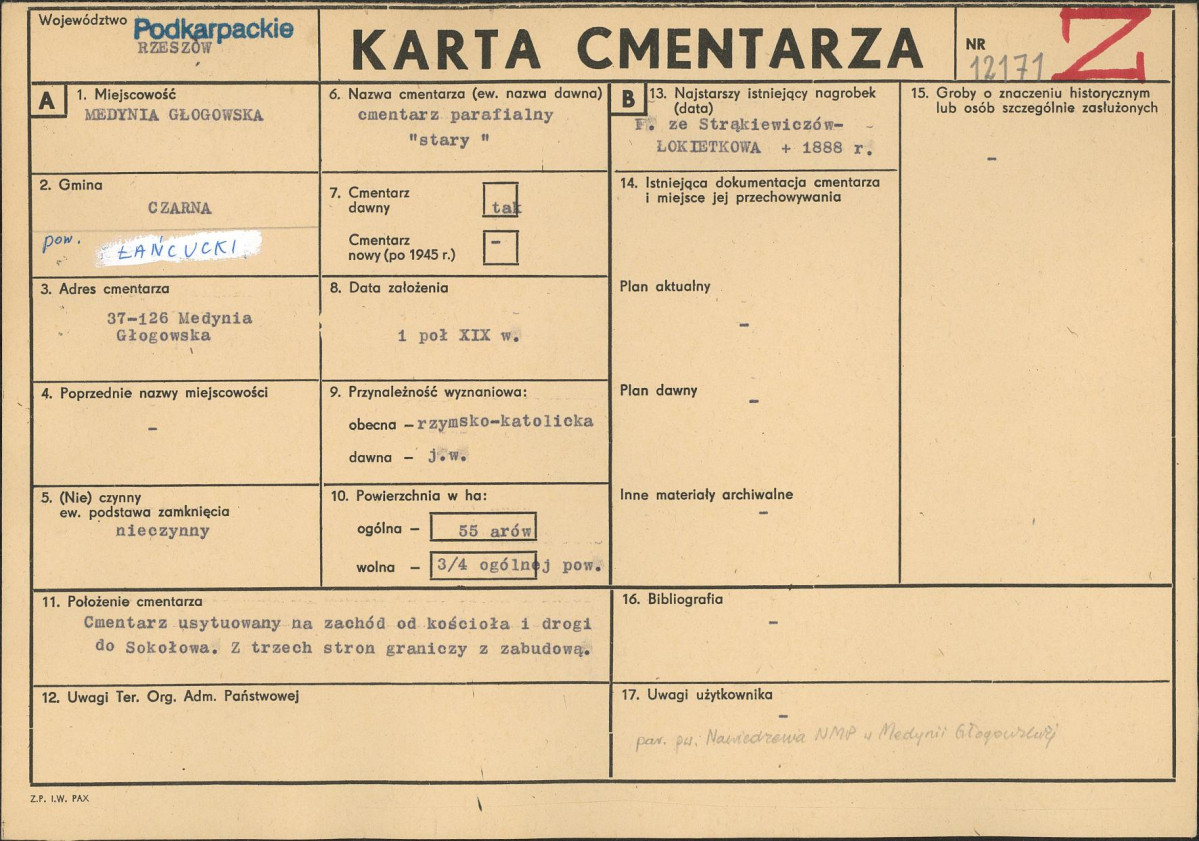 Karta cmentarza, skan nr 1