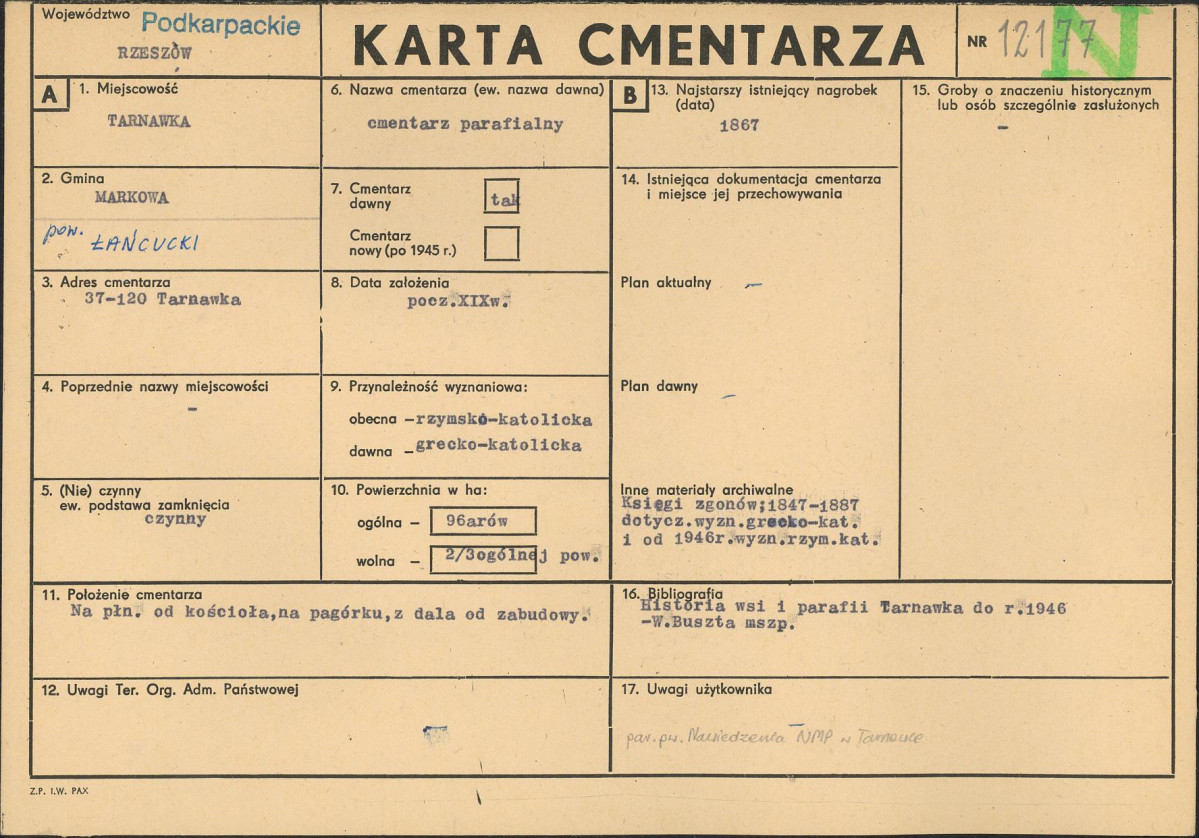 Karta cmentarza, skan nr 1