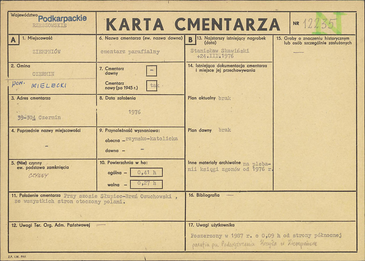Karta cmentarza, skan nr 1