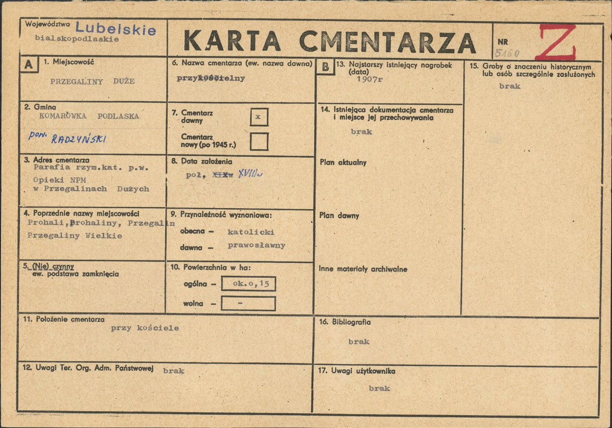 KC - Karta cmentarza, skan nr 1