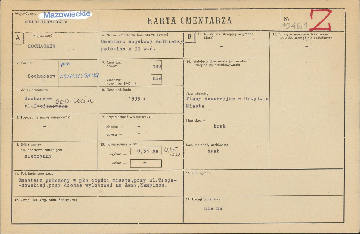 Karta cmentarza, skan nr 1