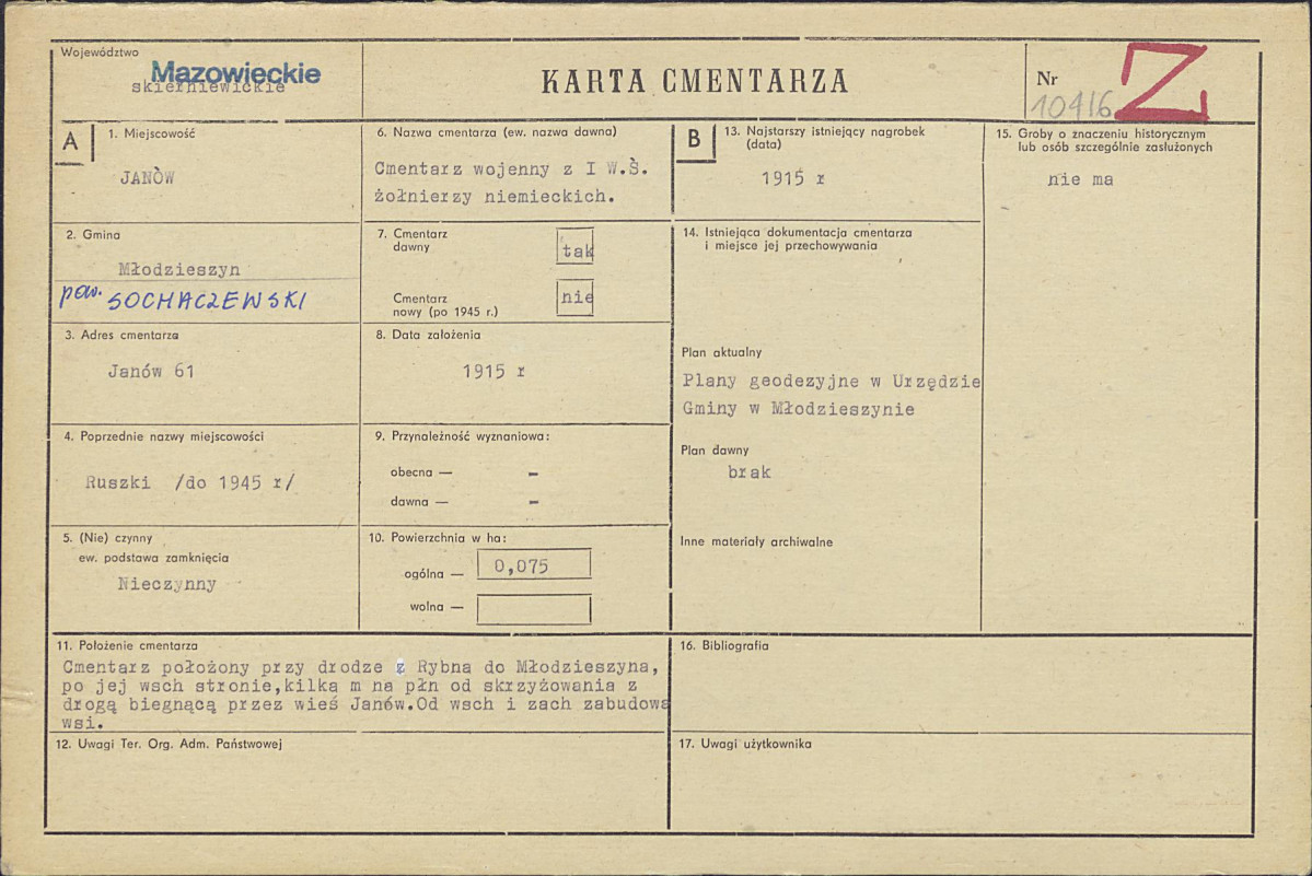Karta cmentarza, skan nr 1