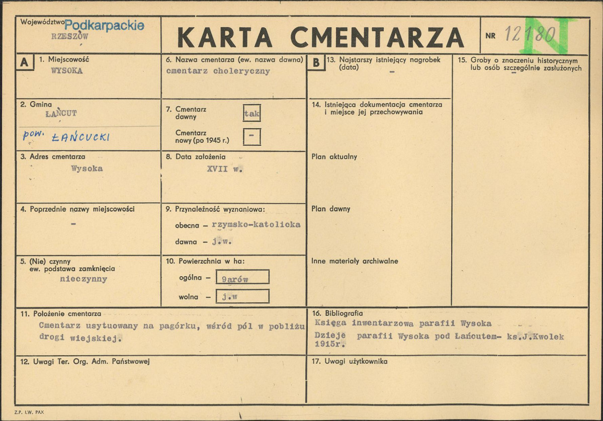 Karta cmentarza, skan nr 1