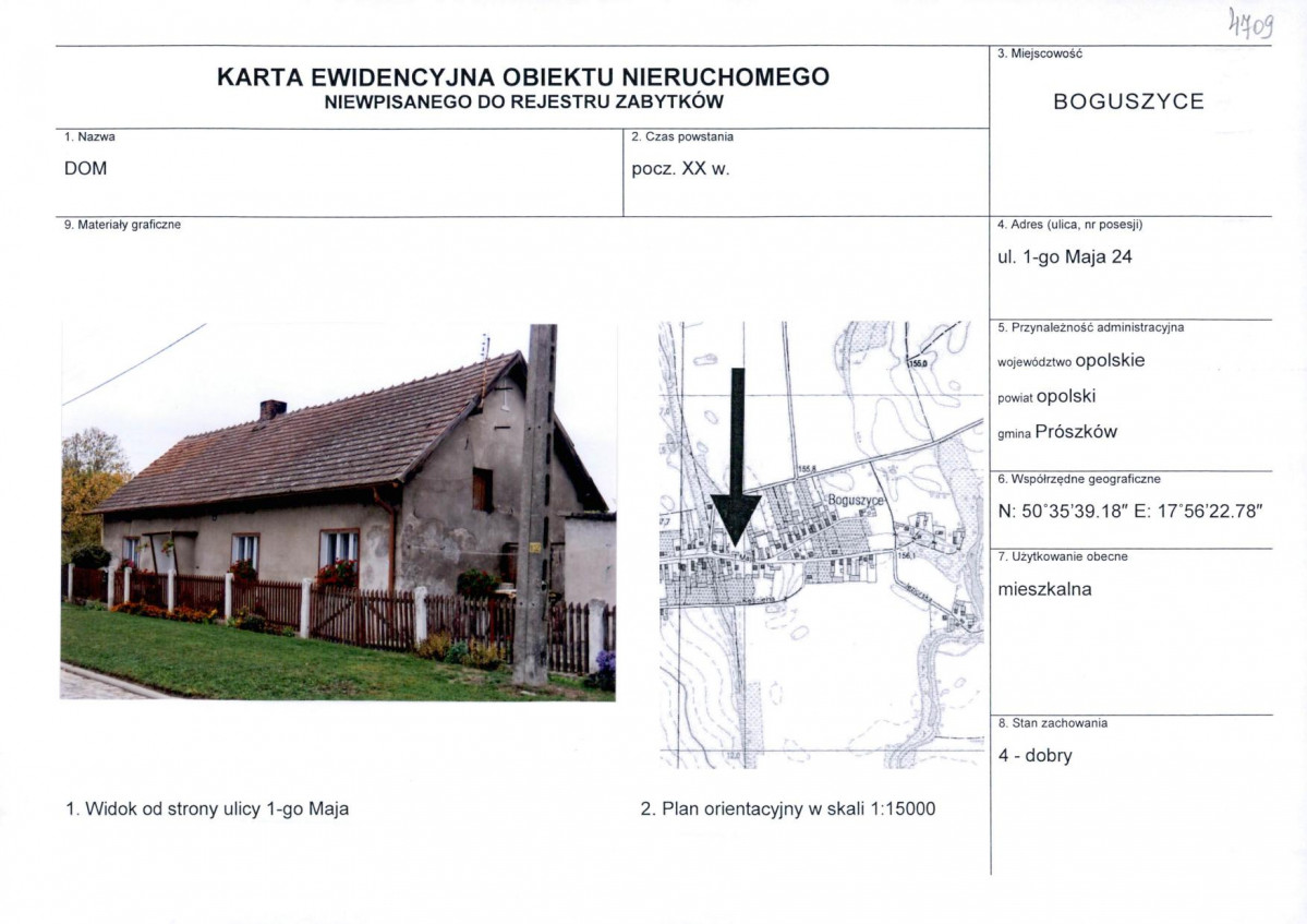 KEZN - Karta obiektu niewpisanego do rejestru, skan nr 1