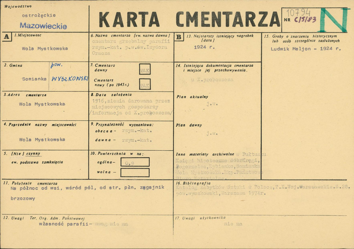 Karta cmentarza, skan nr 1