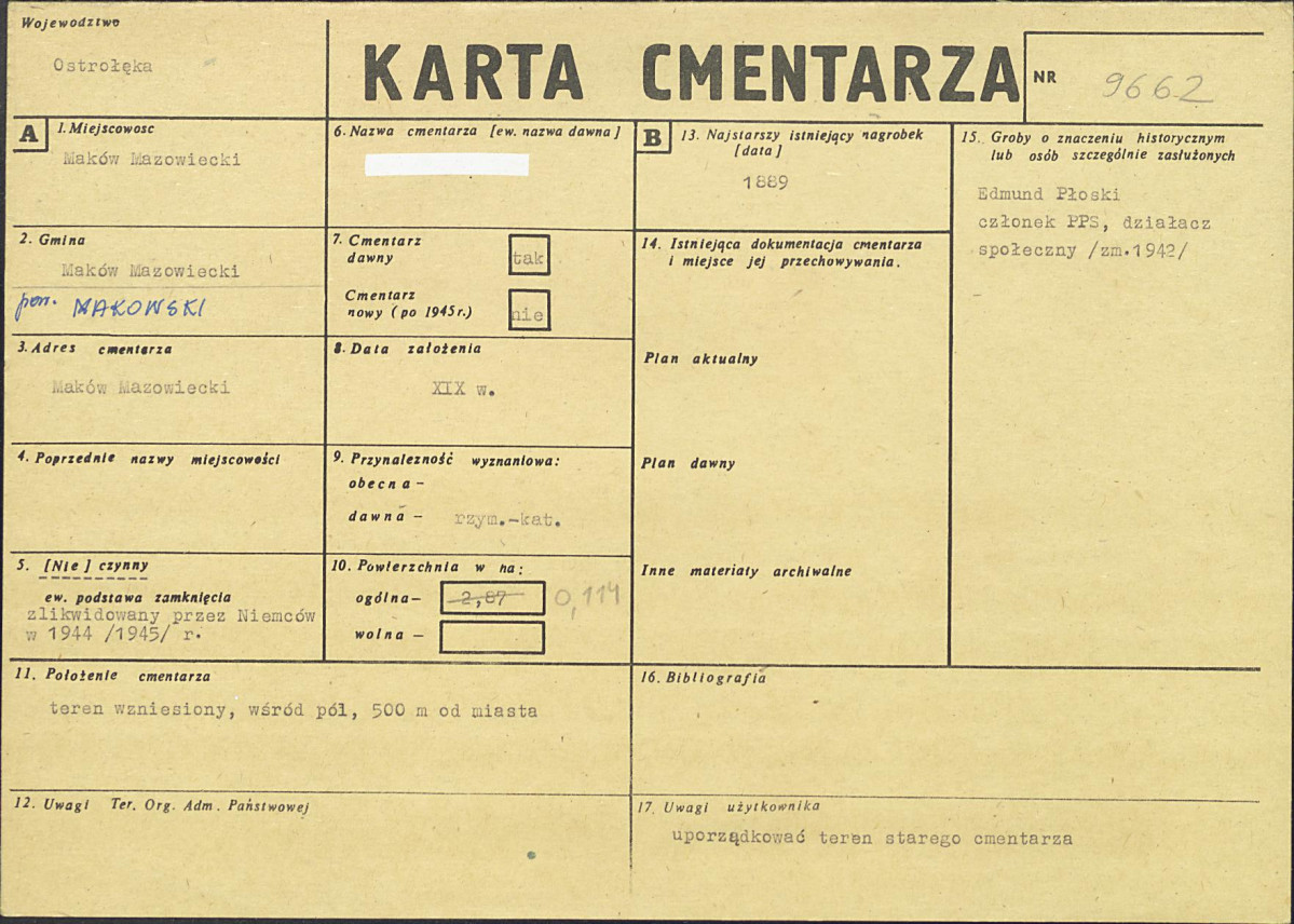 Karta cmentarza, skan nr 1