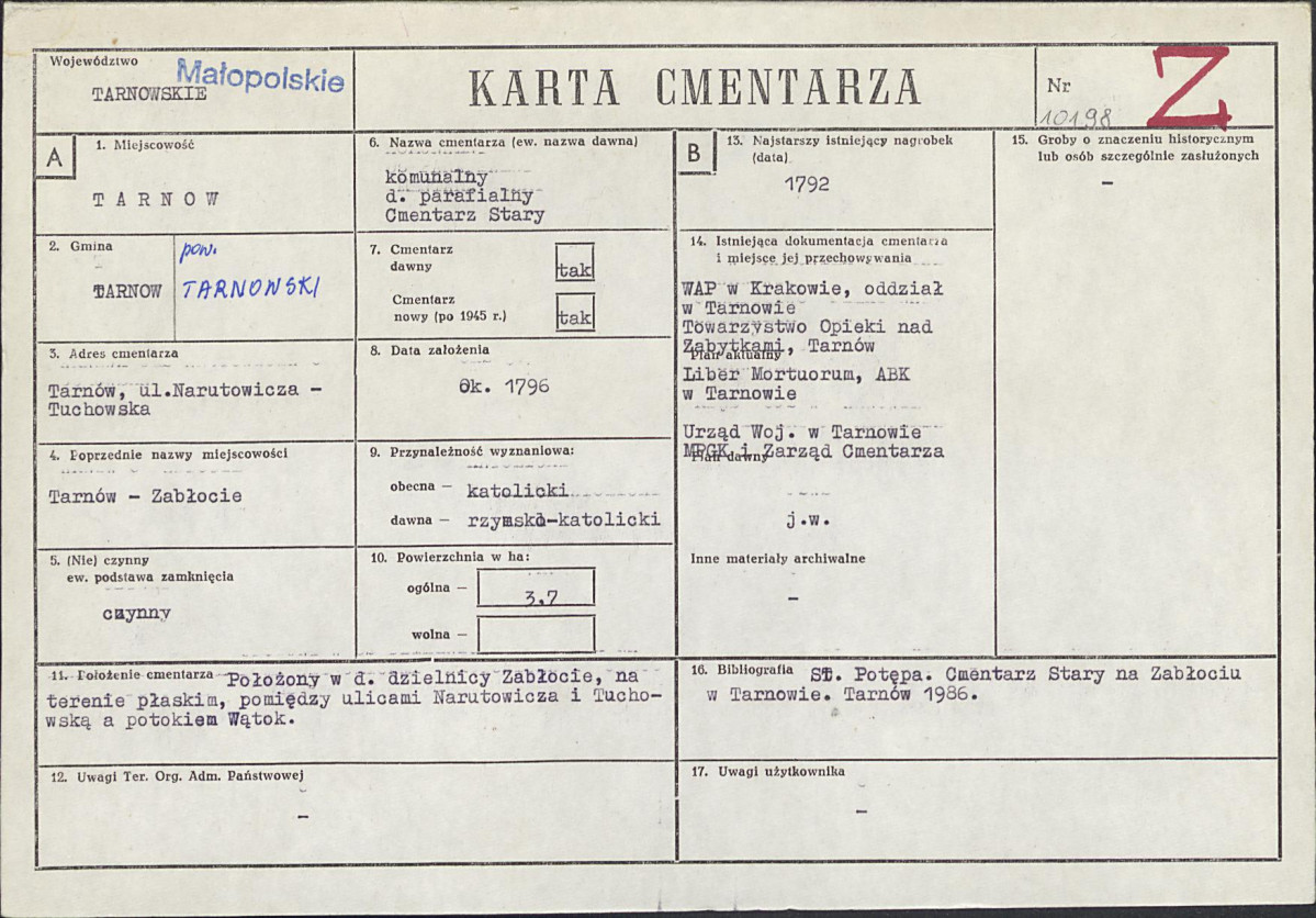 Karta cmentarza, skan nr 1