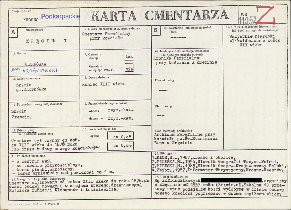 KC - Karta cmentarza, skan nr 1