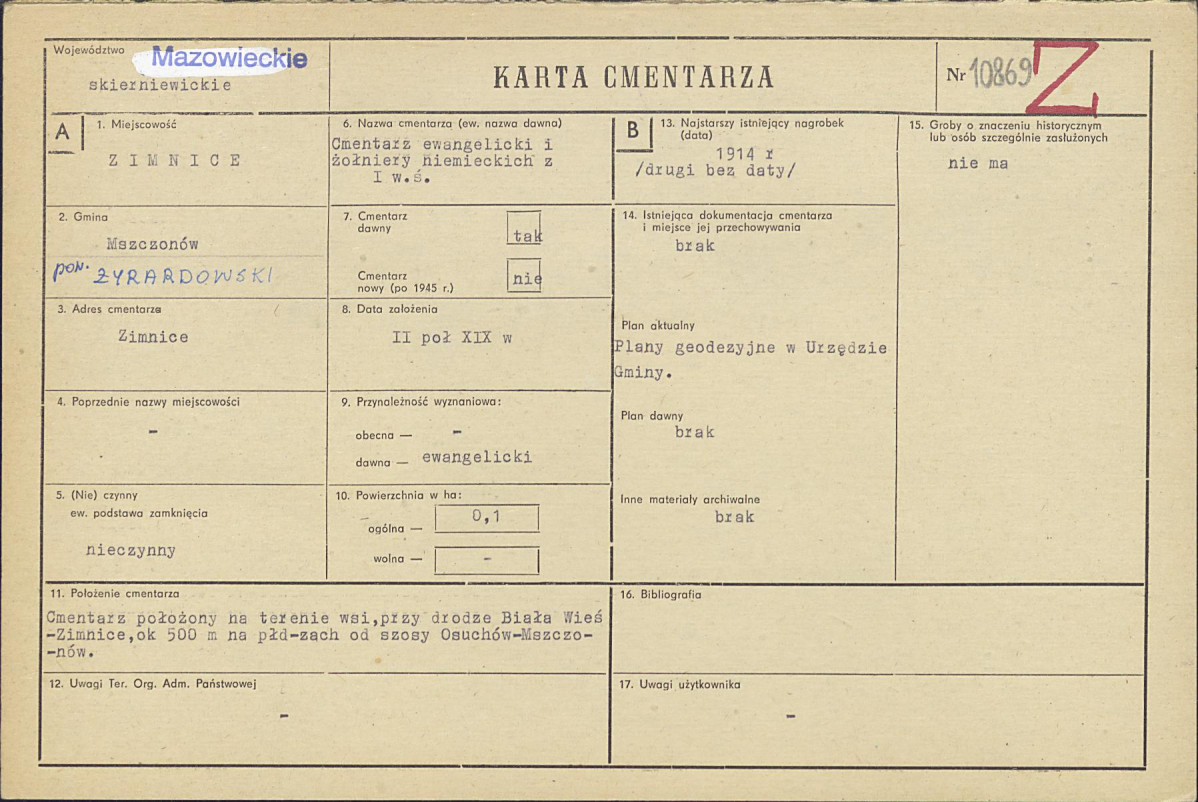KC - Karta cmentarza, skan nr 1