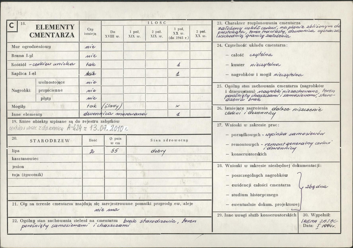Karta cmentarza, skan nr 2