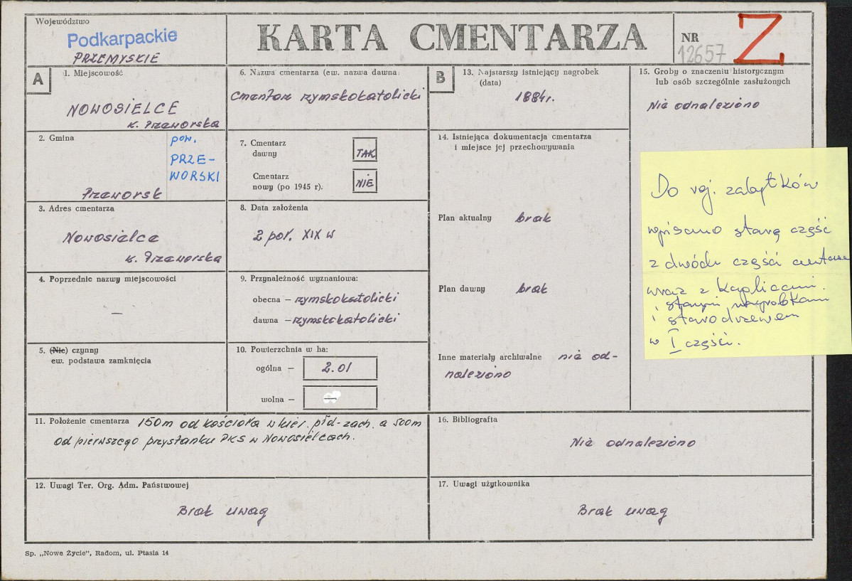 Karta cmentarza, skan nr 1