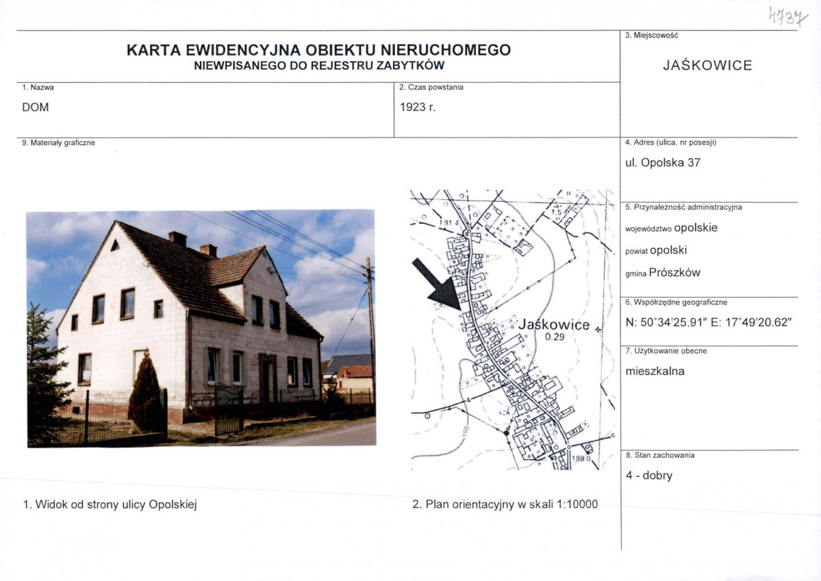 KEZN - Karta obiektu niewpisanego do rejestru, skan nr 1