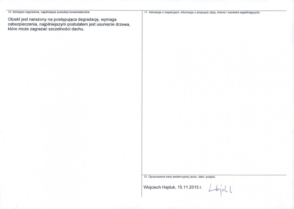 KEZN - Karta obiektu niewpisanego do rejestru, skan nr 2