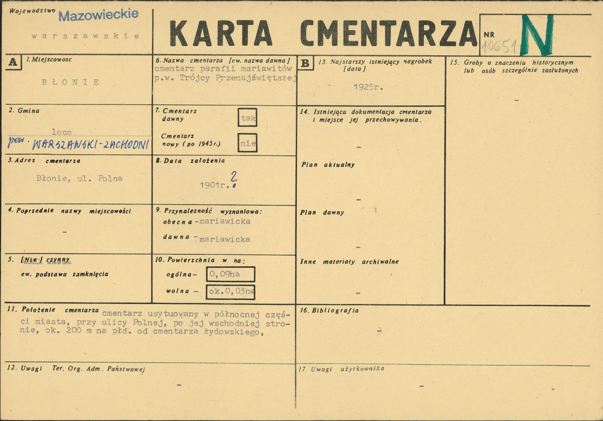 Karta cmentarza, skan nr 1