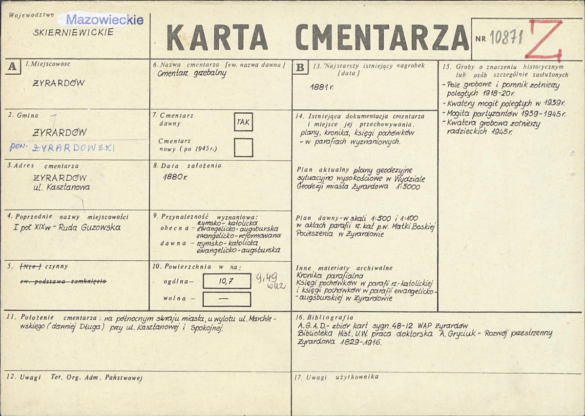 KC - Karta cmentarza, skan nr 1