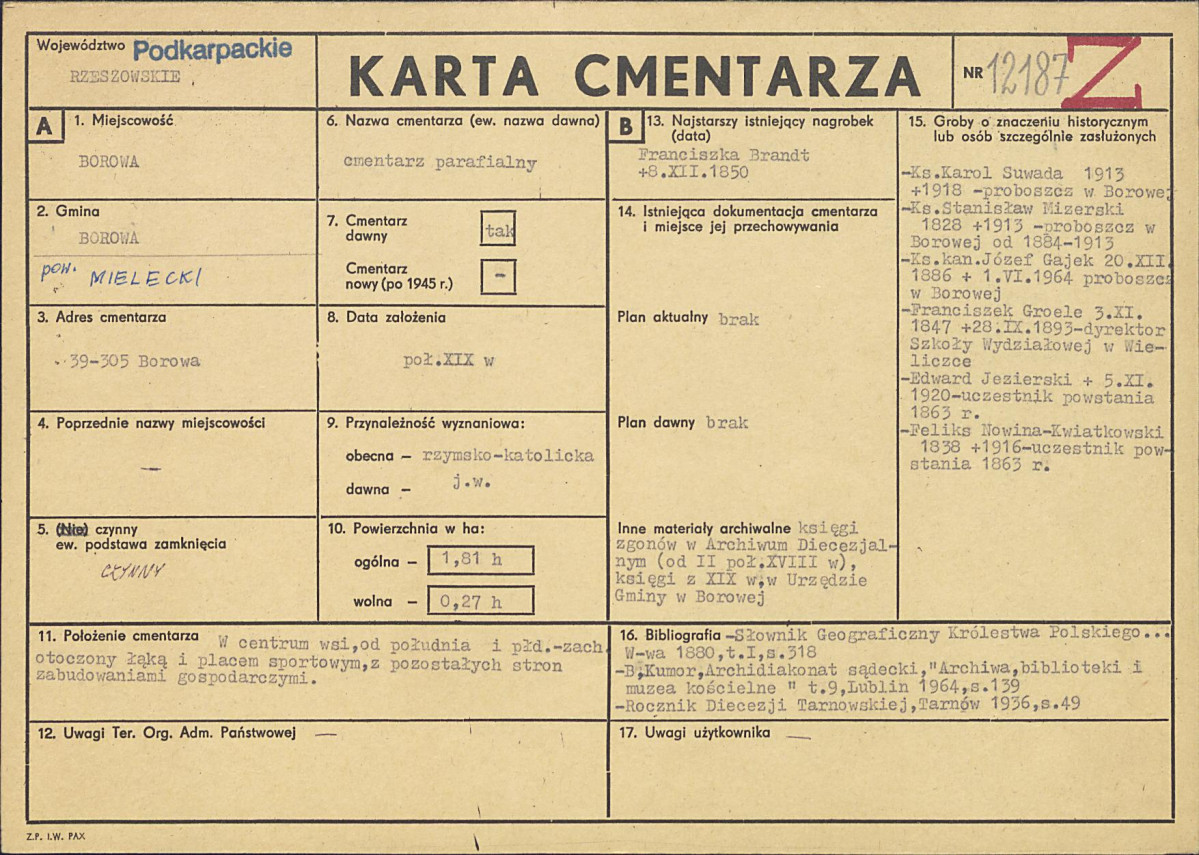 Karta cmentarza, skan nr 1