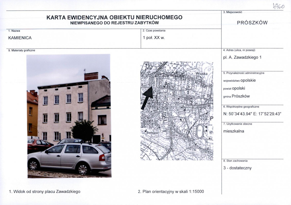 KEZN - Karta obiektu niewpisanego do rejestru, skan nr 1