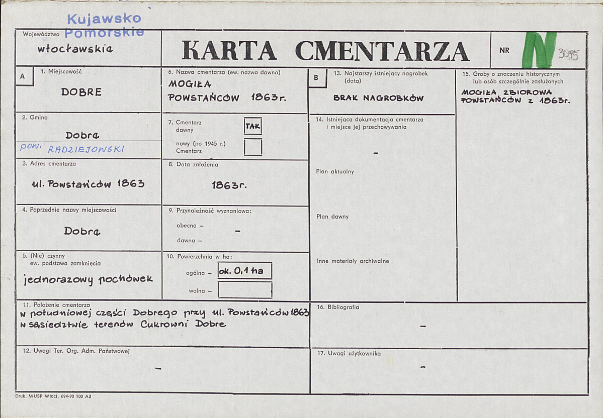 KC - Karta cmentarza, skan nr 1